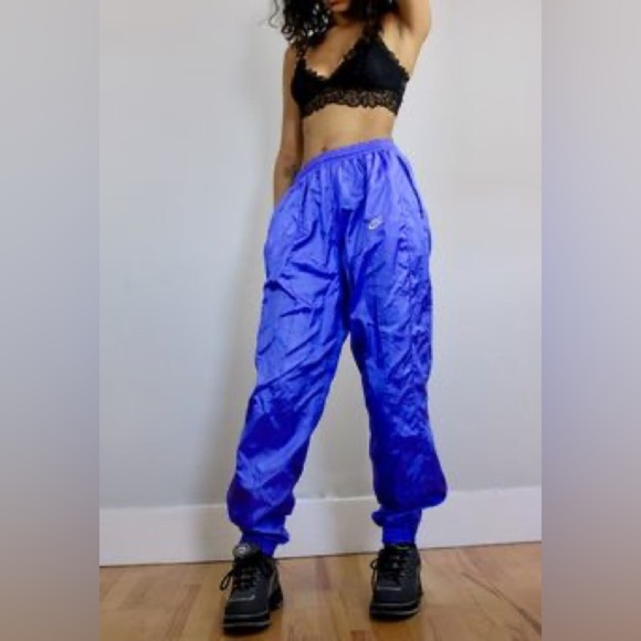 Vintage Nylon Royal Blue Athletic Track Pants Varsity Joggers M - Picture 10 of 12